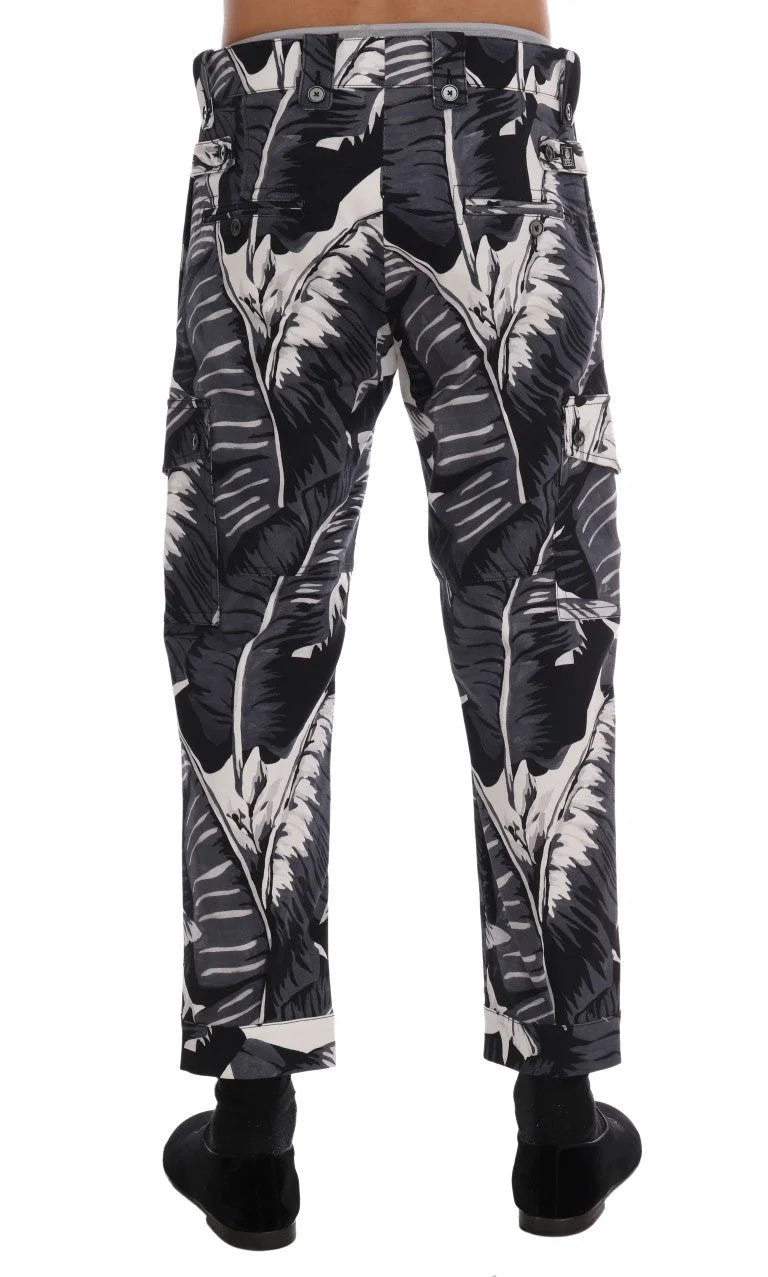 Dolce & Gabbana Gray Banana Leaf Cotton Pants - IT50 | L - Trousers