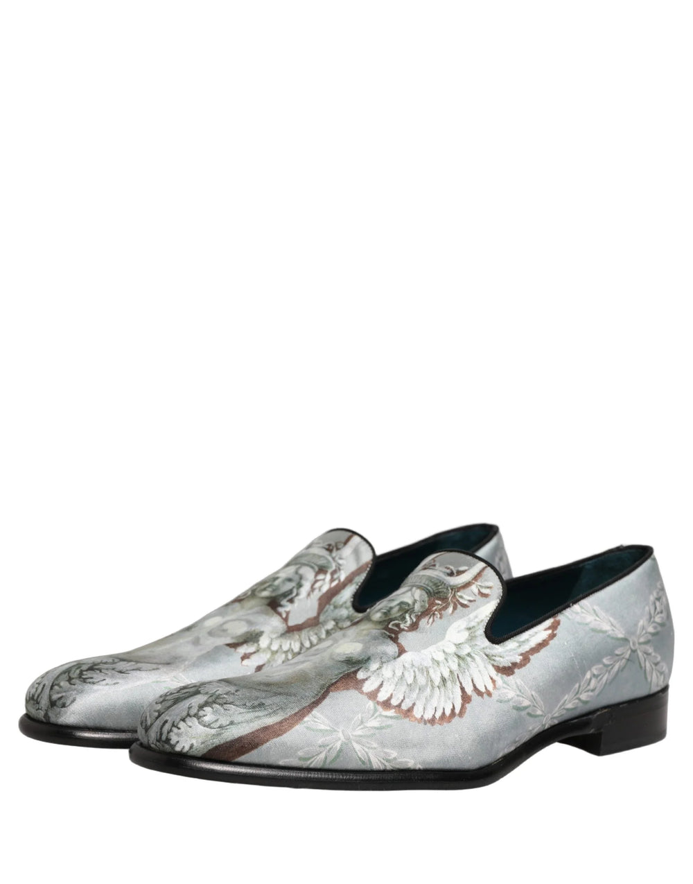 Dolce & Gabbana Gray Baroque Angel Velvet Men Loafers Shoes - EU44/US11
