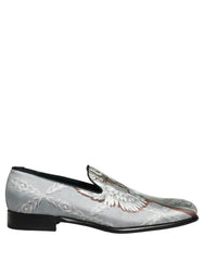 Dolce & Gabbana Gray Baroque Angel Velvet Men Loafers Shoes - EU44/US11