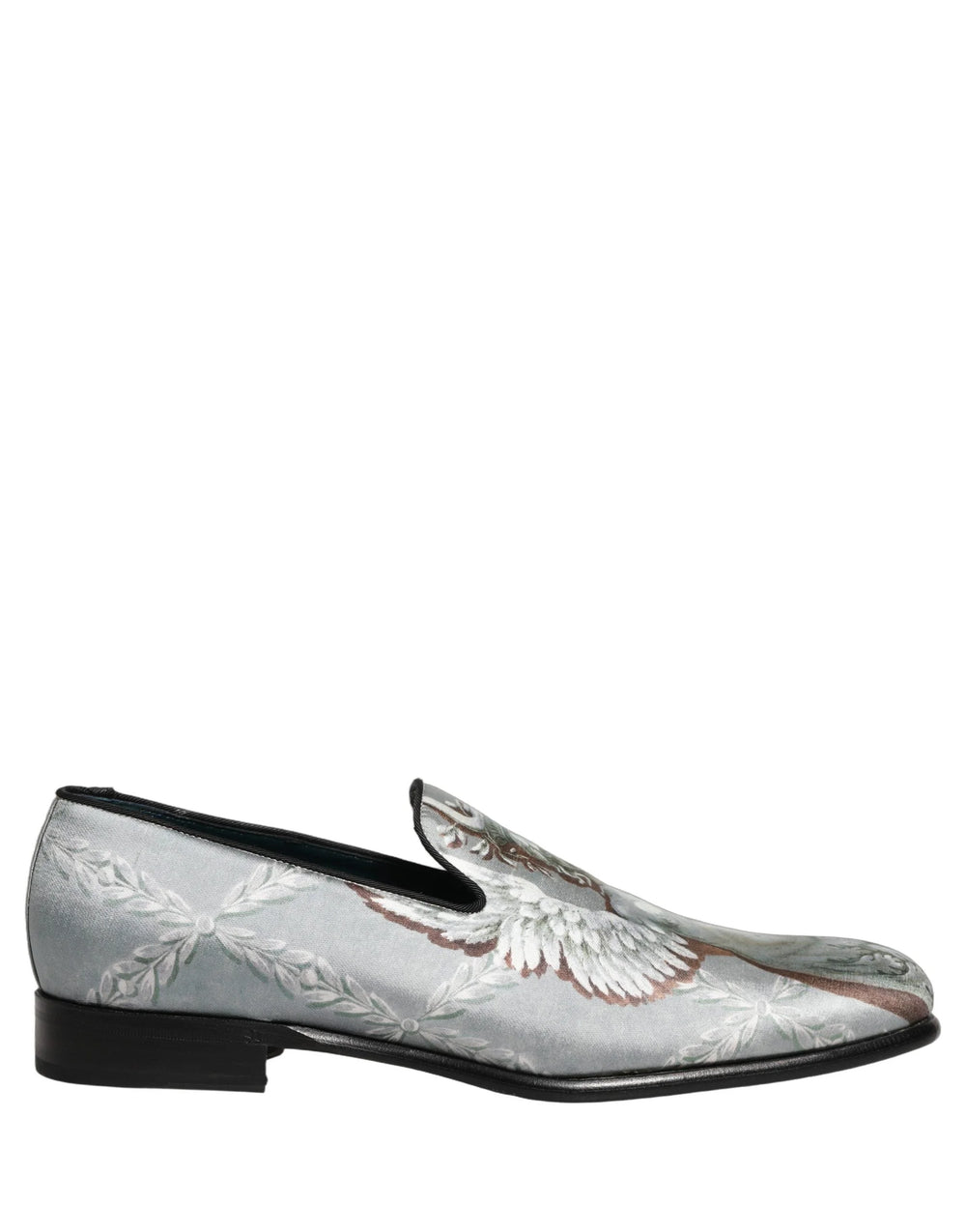Dolce & Gabbana Gray Baroque Angel Velvet Men Loafers Shoes - EU44/US11