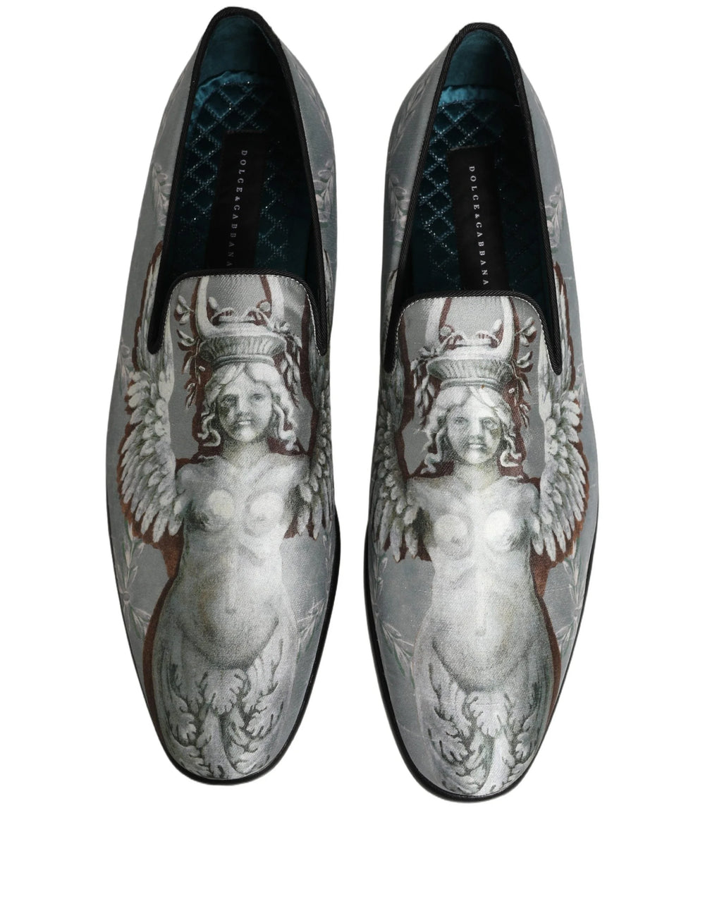 Dolce & Gabbana Gray Baroque Angel Velvet Men Loafers Shoes - EU44/US11