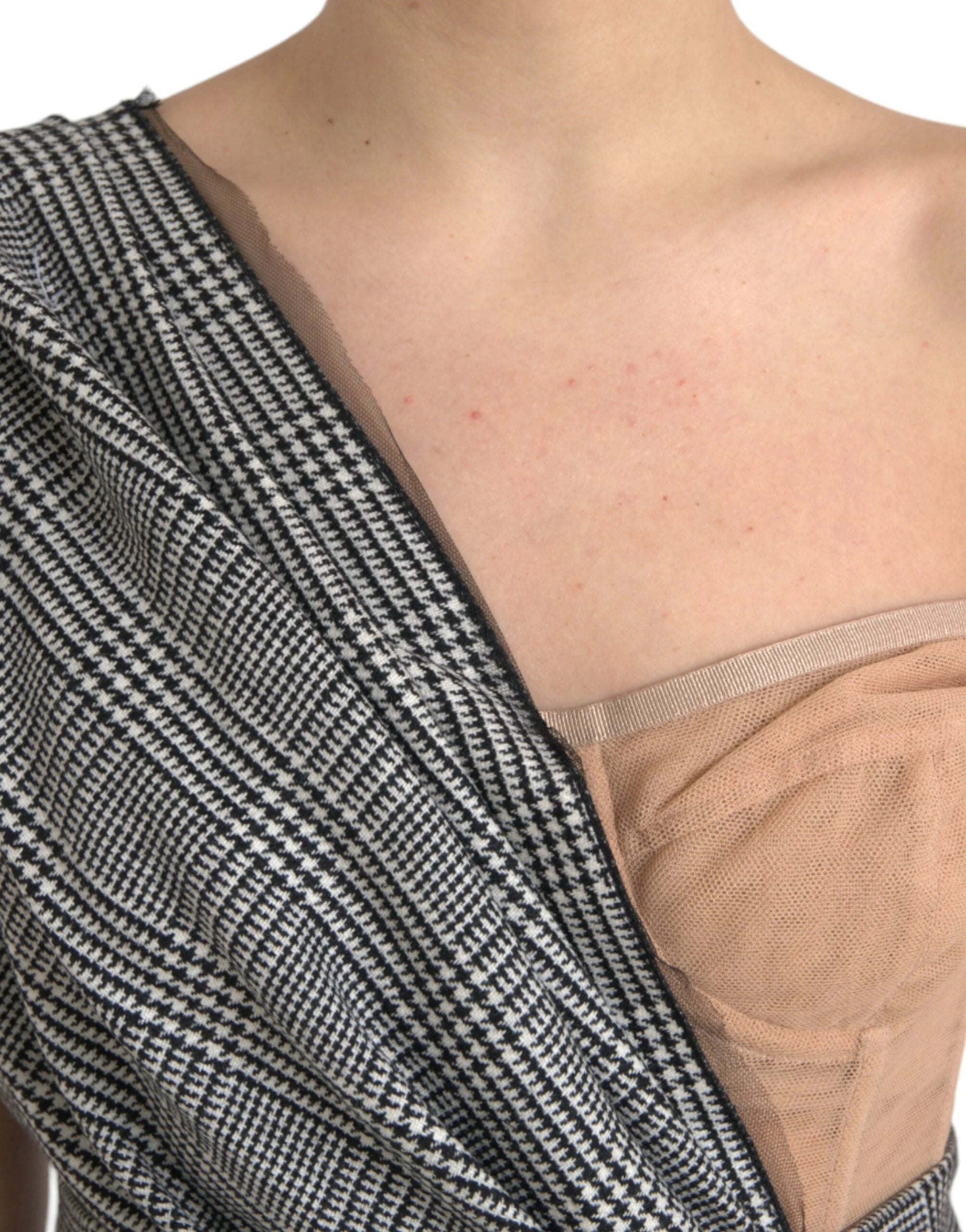 Dolce & Gabbana Gray Beige Layered One Shoulder Maxi Dress - Dresses