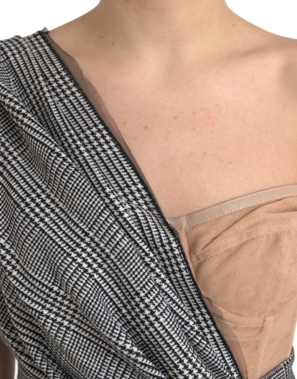 Dolce & Gabbana Gray Beige Layered One Shoulder Maxi Dress - Dresses