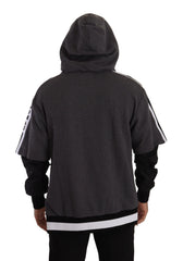 Dolce & Gabbana Gray Black Cotton Hooded #DGMILLENNIALS Sweater - IT46 | S - Hoodies