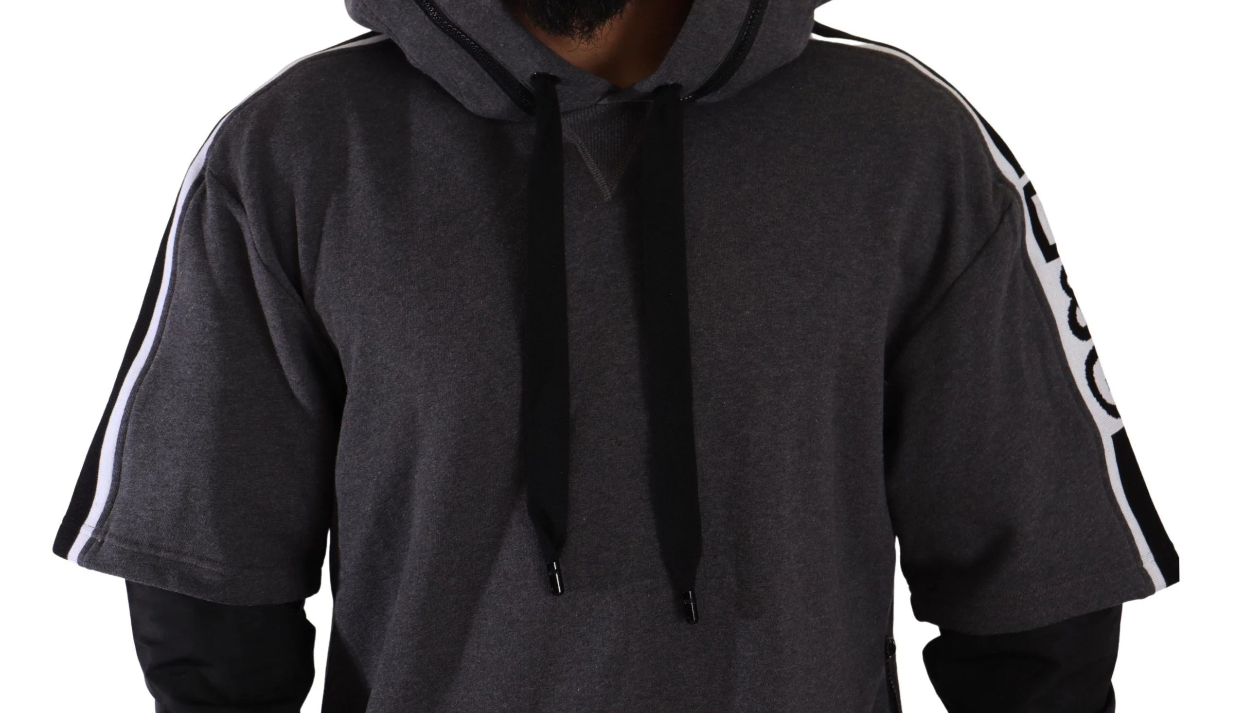 Dolce & Gabbana Gray Black Cotton Hooded #DGMILLENNIALS Sweater - IT46 | S - Hoodies