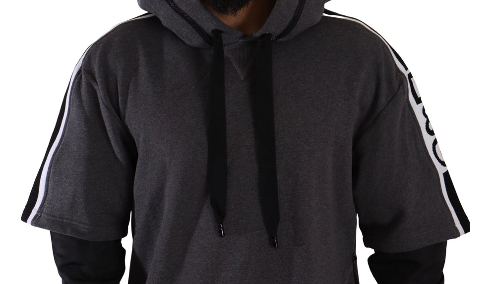 Dolce & Gabbana Gray Black Cotton Hooded #DGMILLENNIALS Sweater - IT46 | S - Hoodies
