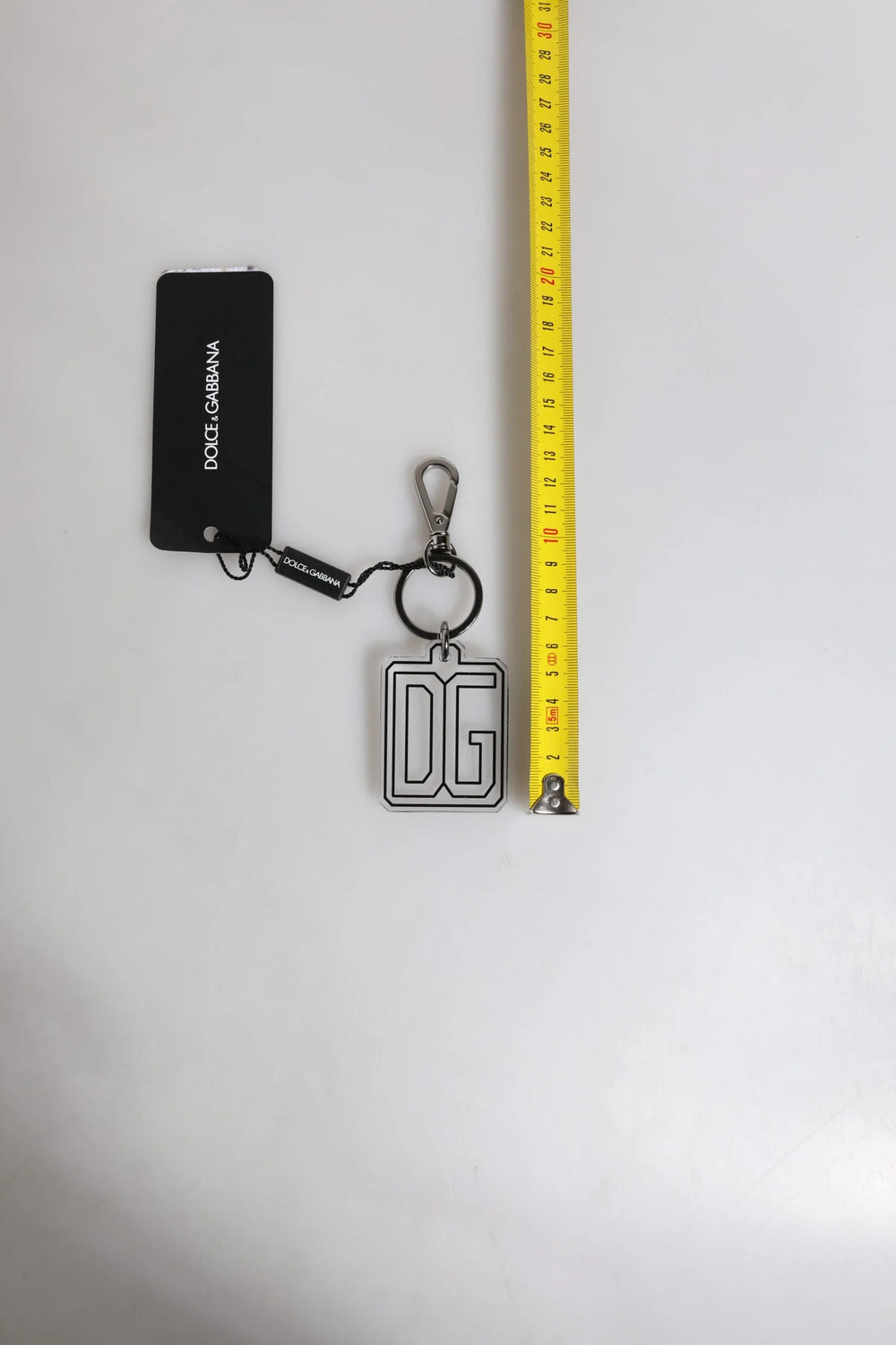 Dolce & Gabbana Gray Black DG Rubber Logo Silver Men’s Keychain Keyring - Keychains