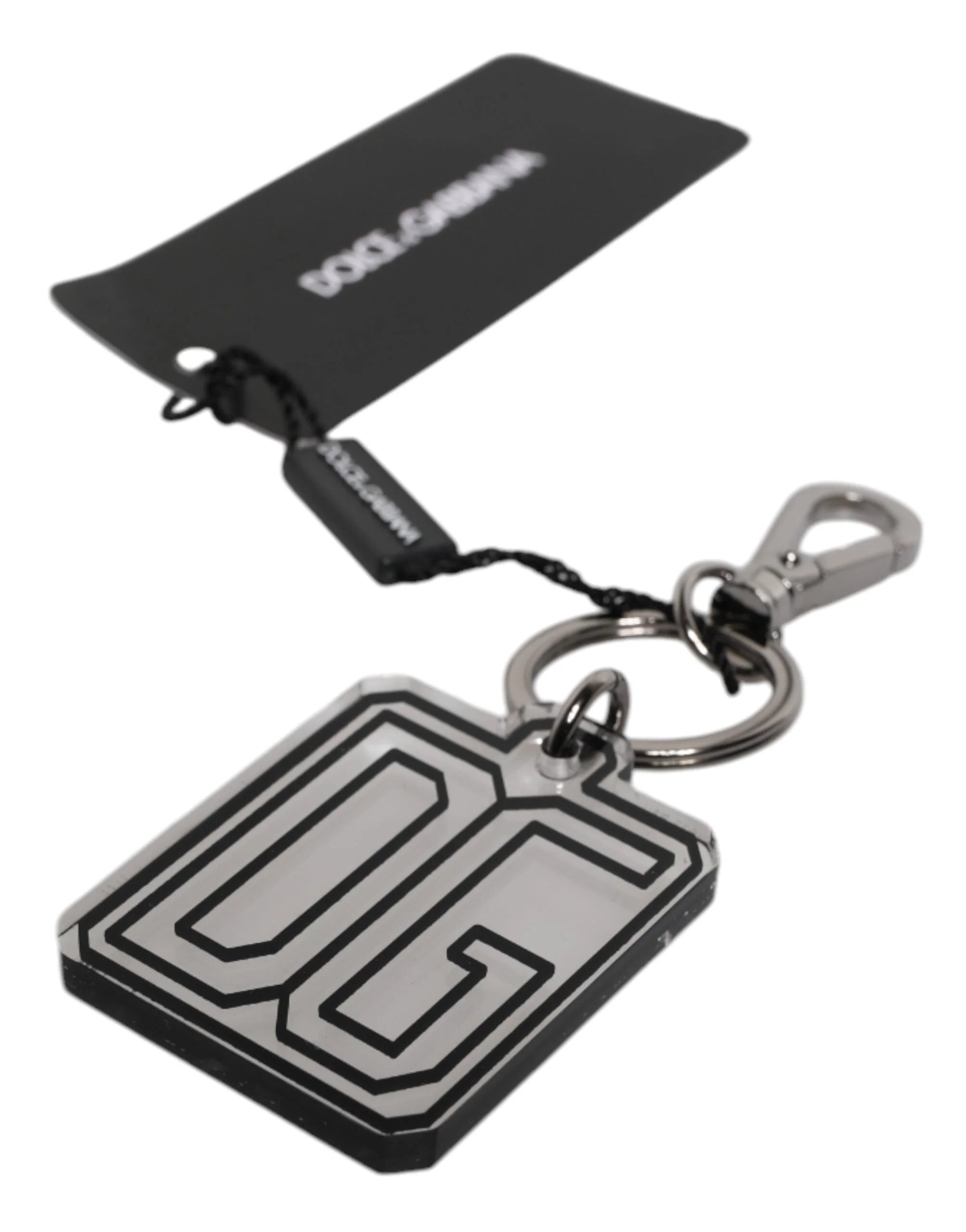 Dolce & Gabbana Gray Black DG Rubber Logo Silver Men’s Keychain Keyring - Keychains