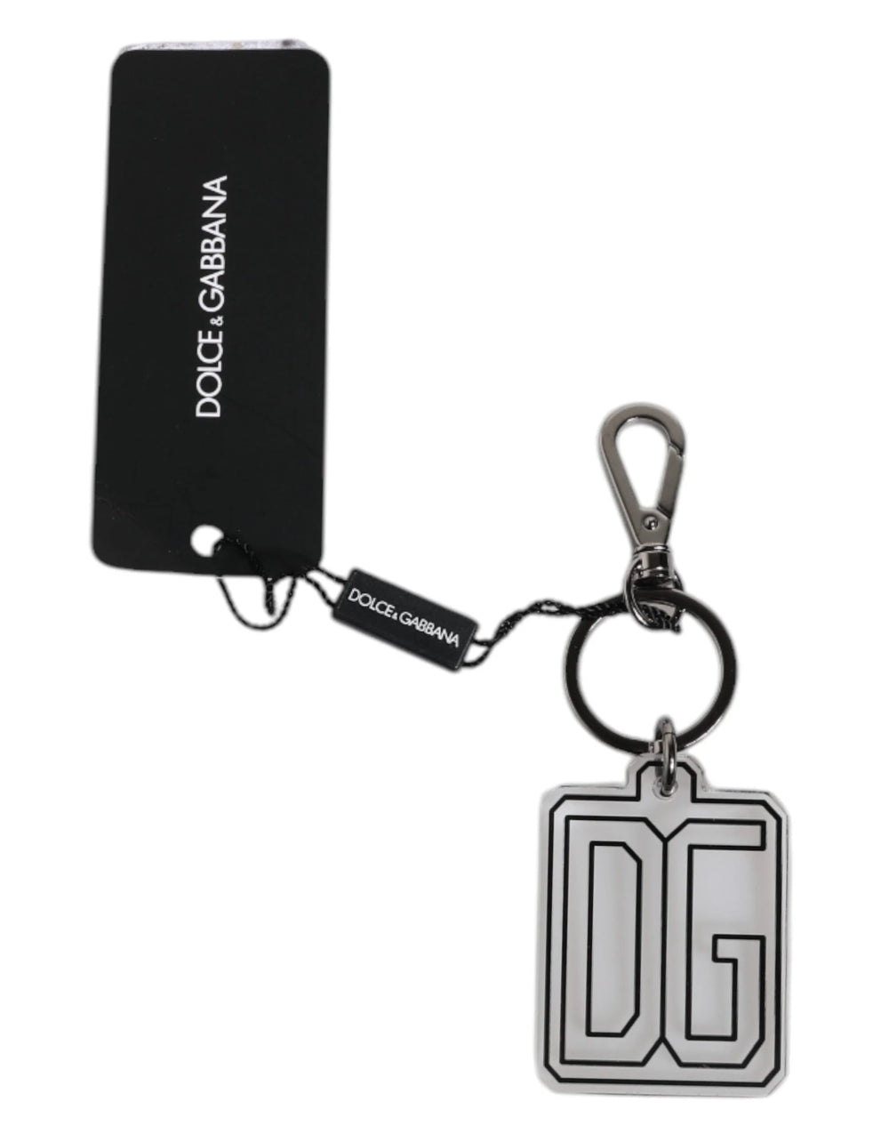 Dolce & Gabbana Gray Black DG Rubber Logo Silver Men’s Keychain Keyring - Keychains