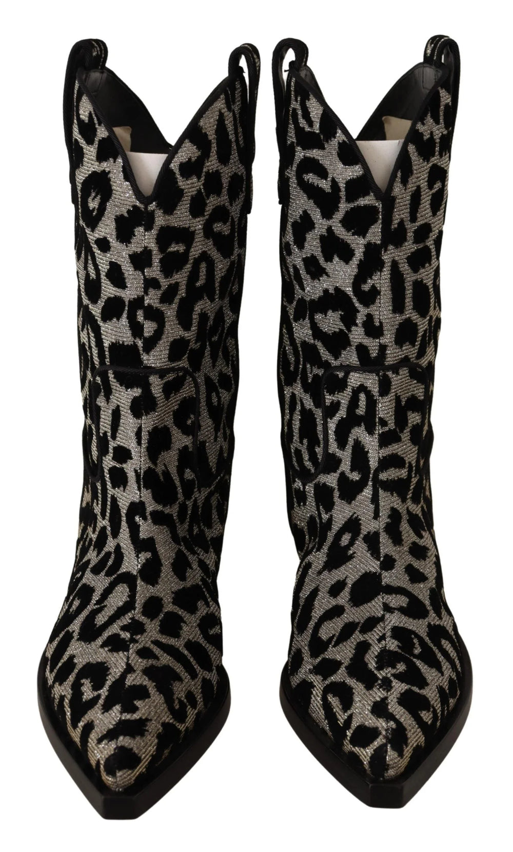 Dolce & Gabbana Gray Black Leopard Cowboy Boots Shoes - EU37/US6.5