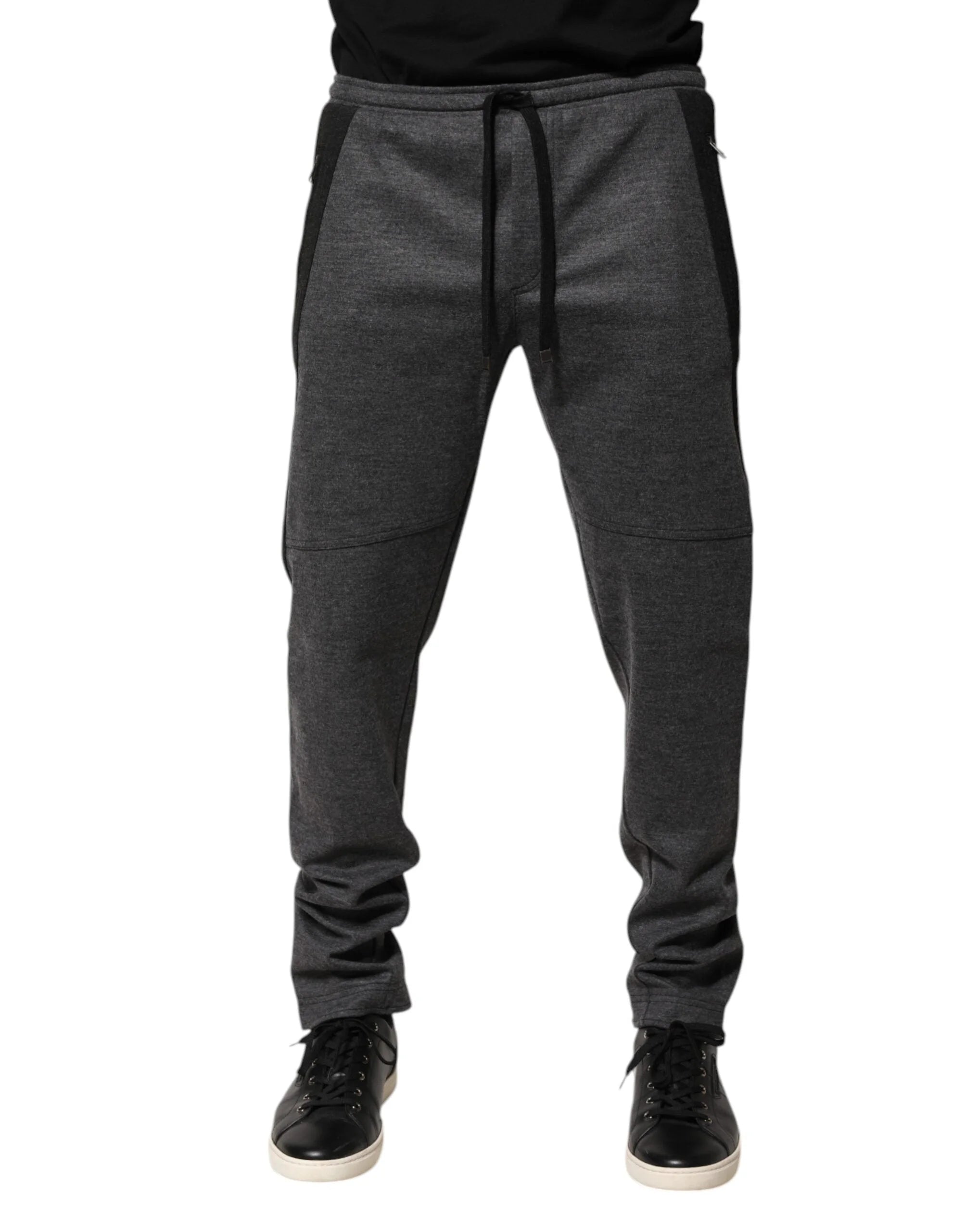 Dolce & Gabbana Gray Black Wool Blend Jogger Sweatpants Pants - IT52 | XL