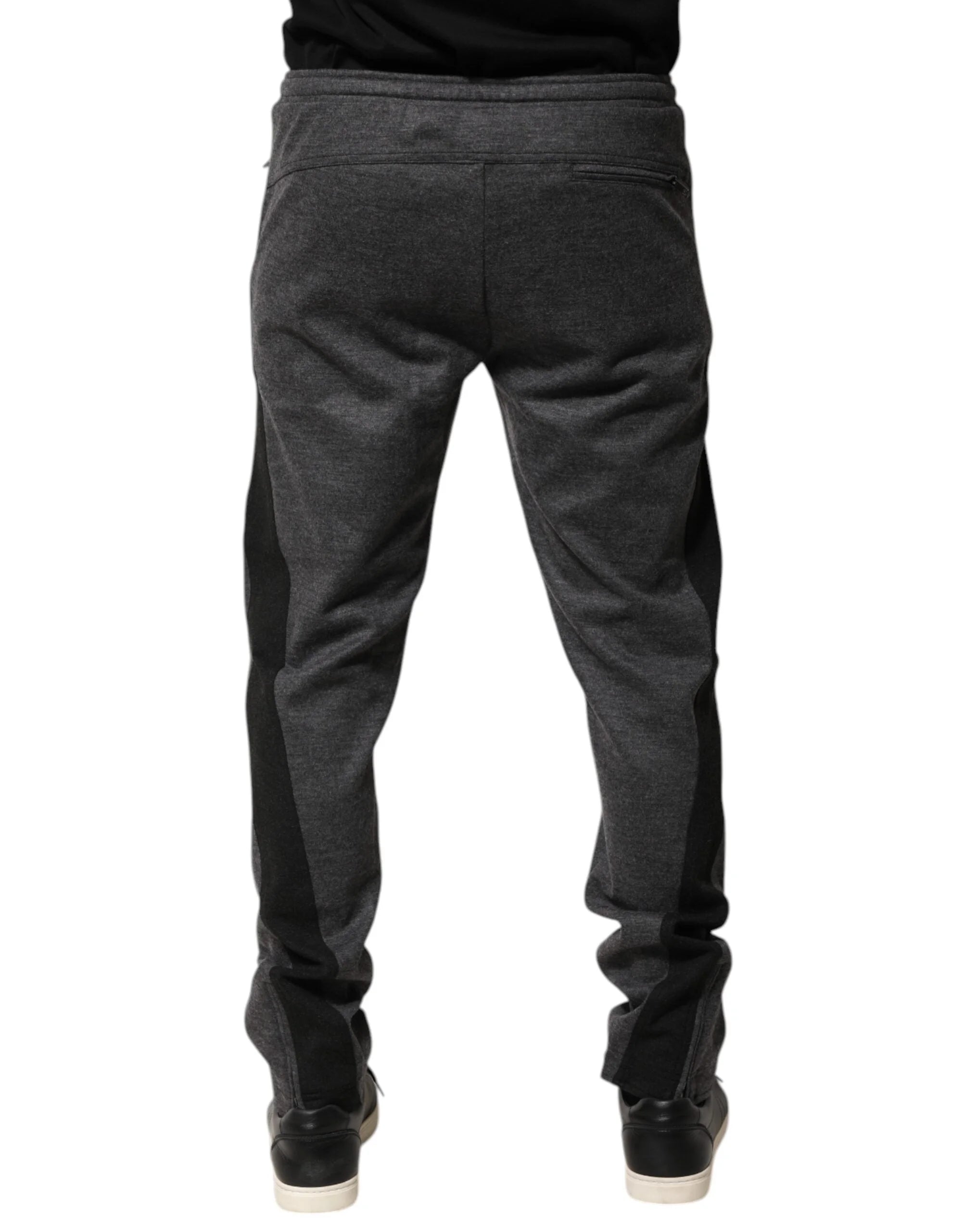 Dolce & Gabbana Gray Black Wool Blend Jogger Sweatpants Pants - IT52 | XL