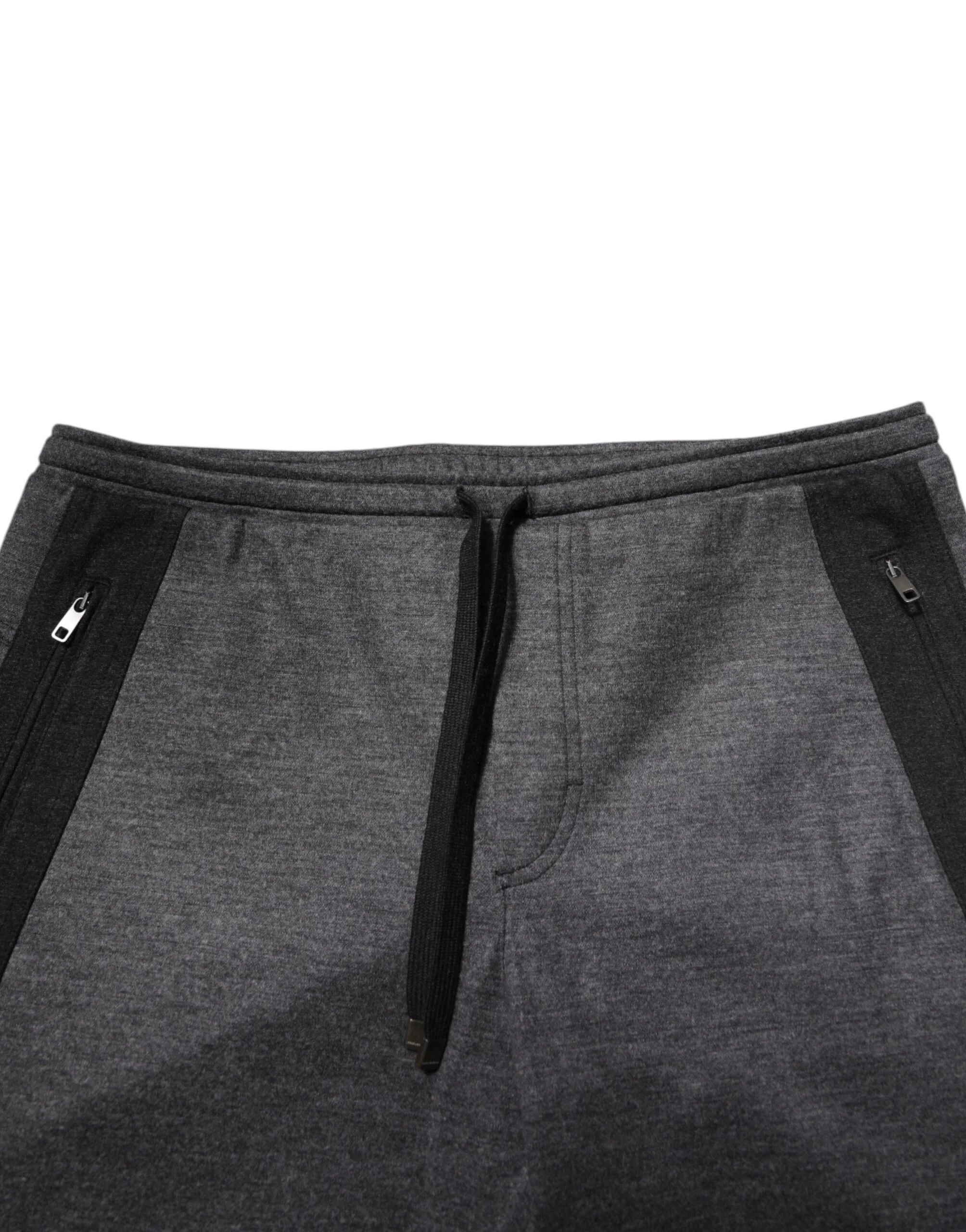 Dolce & Gabbana Gray Black Wool Blend Jogger Sweatpants Pants - IT52 | XL