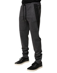 Dolce & Gabbana Gray Black Wool Blend Jogger Sweatpants Pants - IT52 | XL