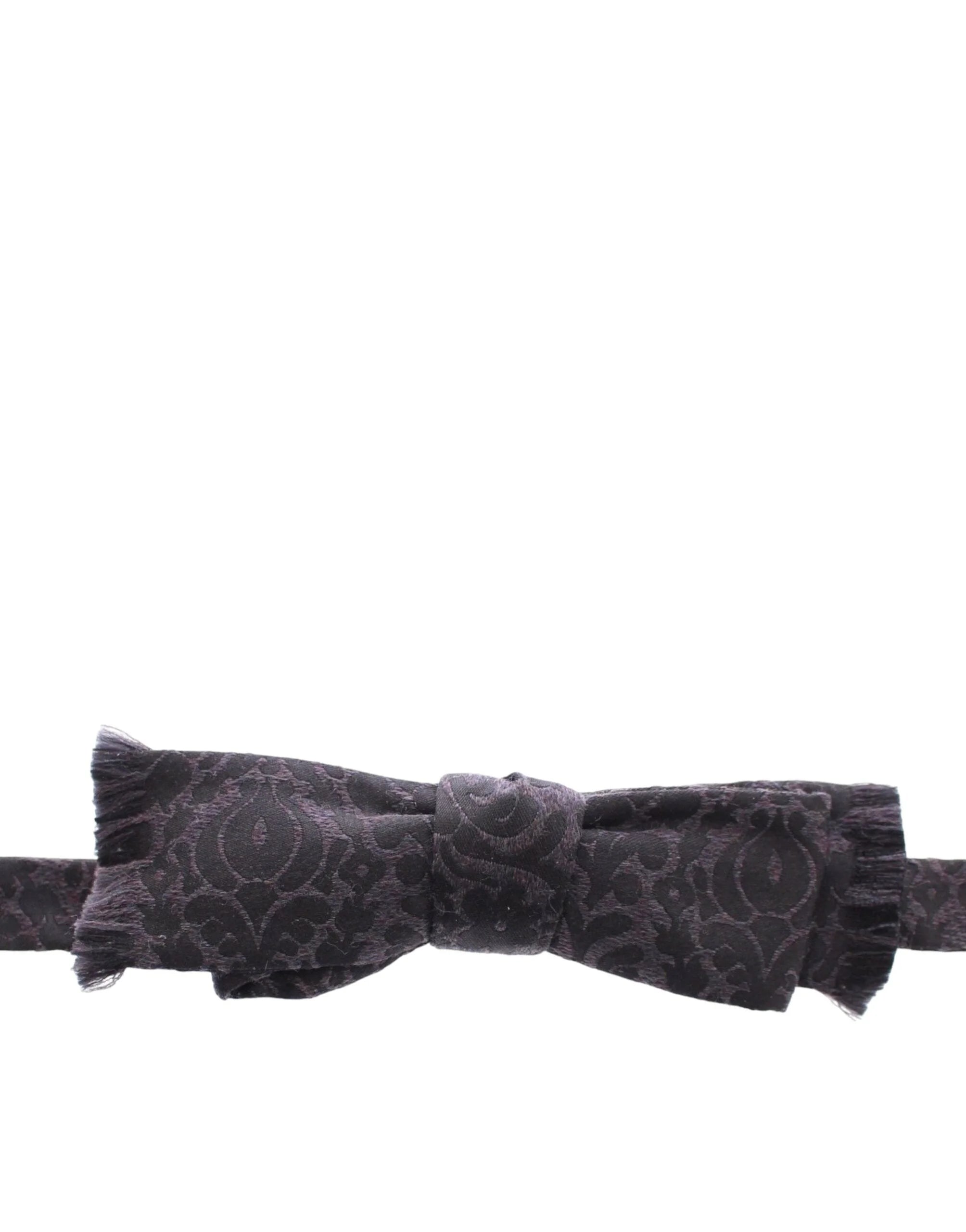 Dolce & Gabbana Gray Black Wool Bow Tie - Neckties