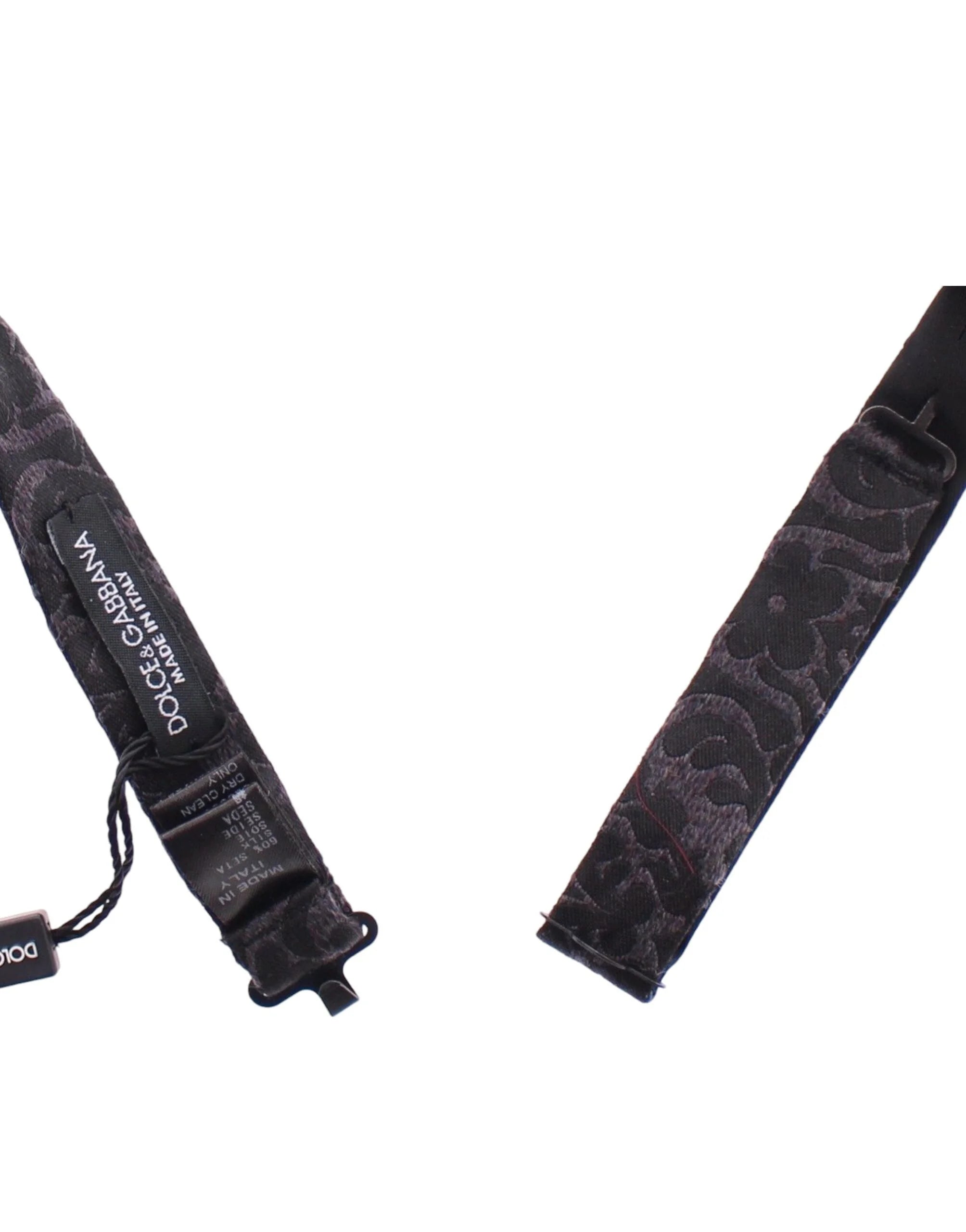 Dolce & Gabbana Gray Black Wool Silk Bow Tie - Neckties