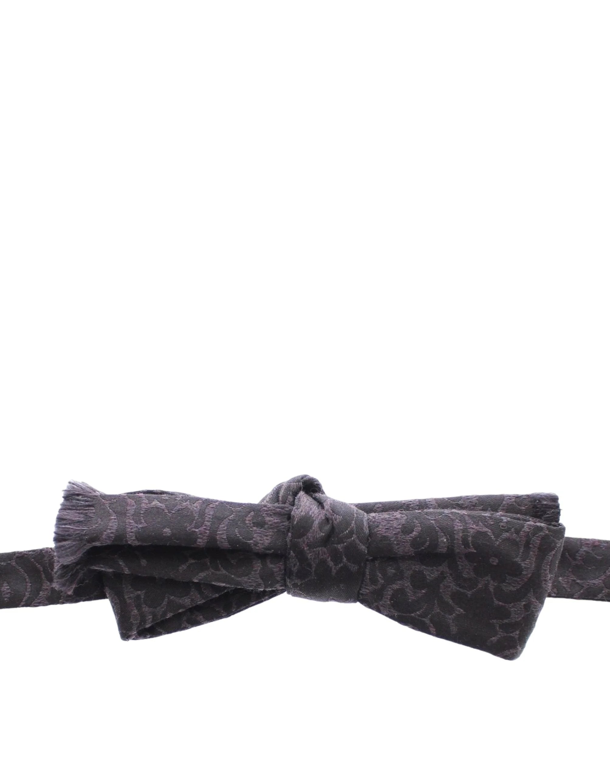 Dolce & Gabbana Gray Black Wool Silk Bow Tie - Neckties