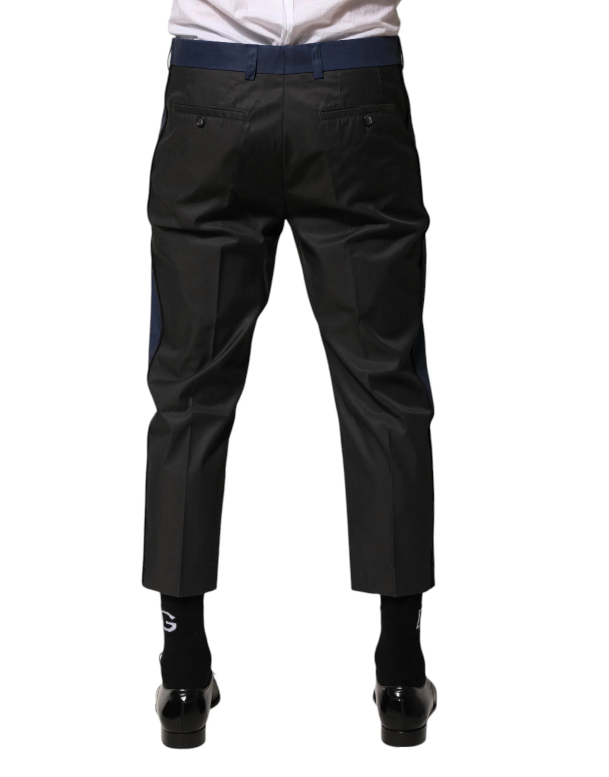Dolce & Gabbana Gray Blue Cotton 3/4 Chinos Crop Trouser Pants - IT44 | XS