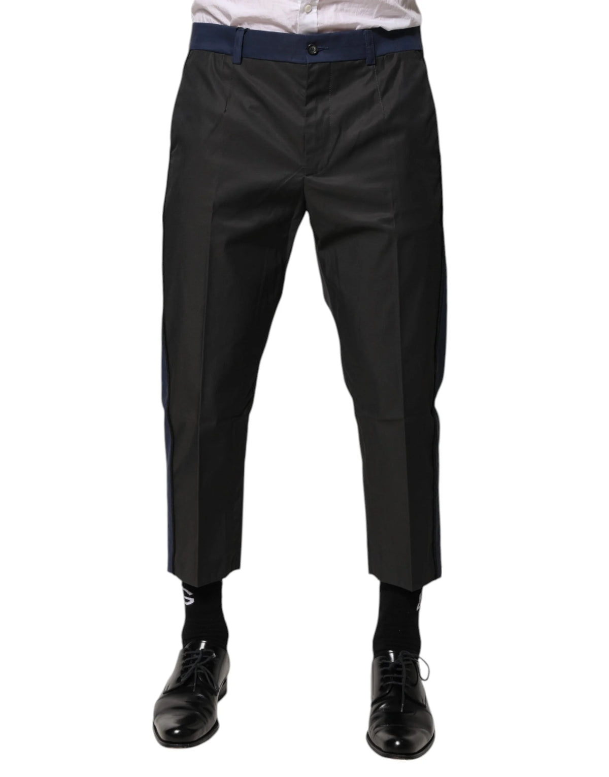 Dolce & Gabbana Gray Blue Cotton 3/4 Chinos Crop Trouser Pants - IT44 | XS