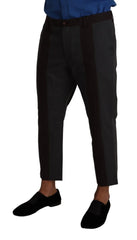 Dolce & Gabbana Gray Bordeaux Striped Cropped Trouser Pants - Trousers
