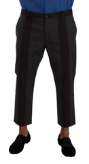 Dolce & Gabbana Gray Bordeaux Striped Cropped Trouser Pants - Trousers