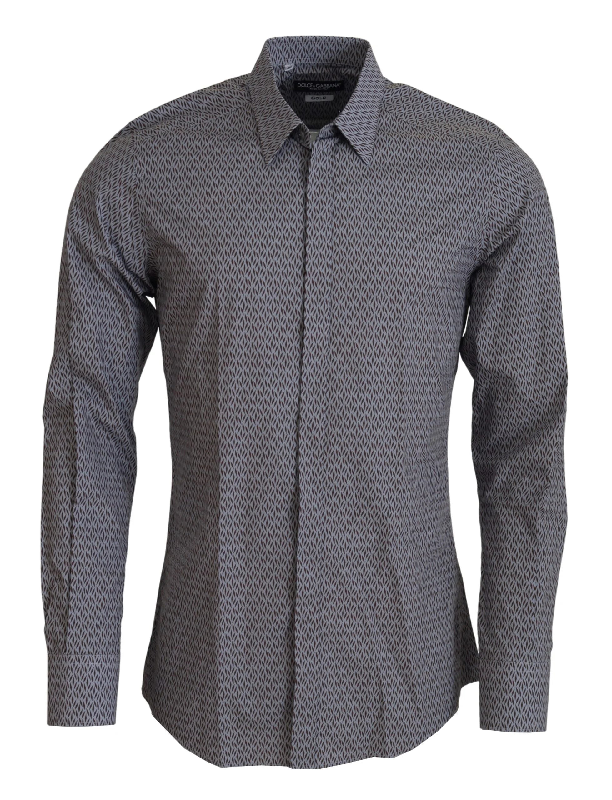 Dolce & Gabbana Gray Brown GOLD Slim Fit Dress Formal Shirt - Shirts