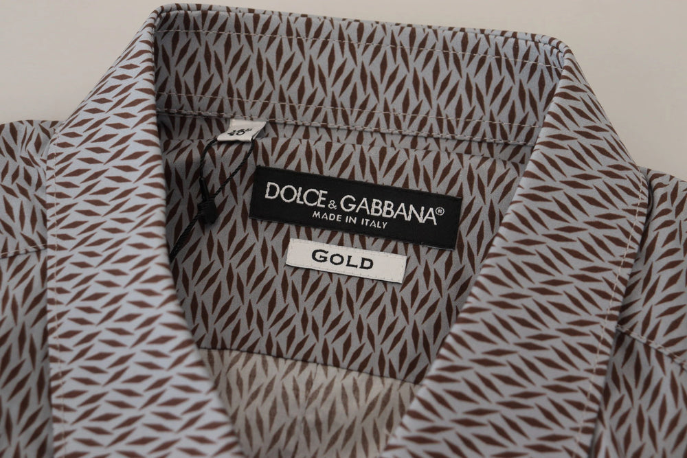 Dolce & Gabbana Gray Brown GOLD Slim Fit Dress Formal Shirt - Shirts