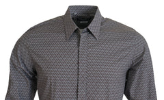 Dolce & Gabbana Gray Brown GOLD Slim Fit Dress Formal Shirt - Shirts