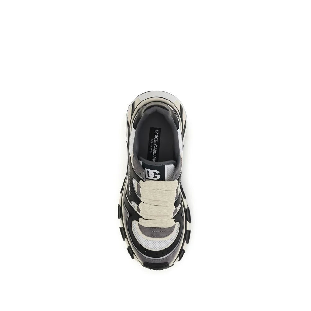 Dolce & Gabbana Gray Calf Leather Bos Taurus Chunky Sneakers