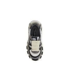 Dolce & Gabbana Gray Calf Leather Bos Taurus Chunky Sneakers