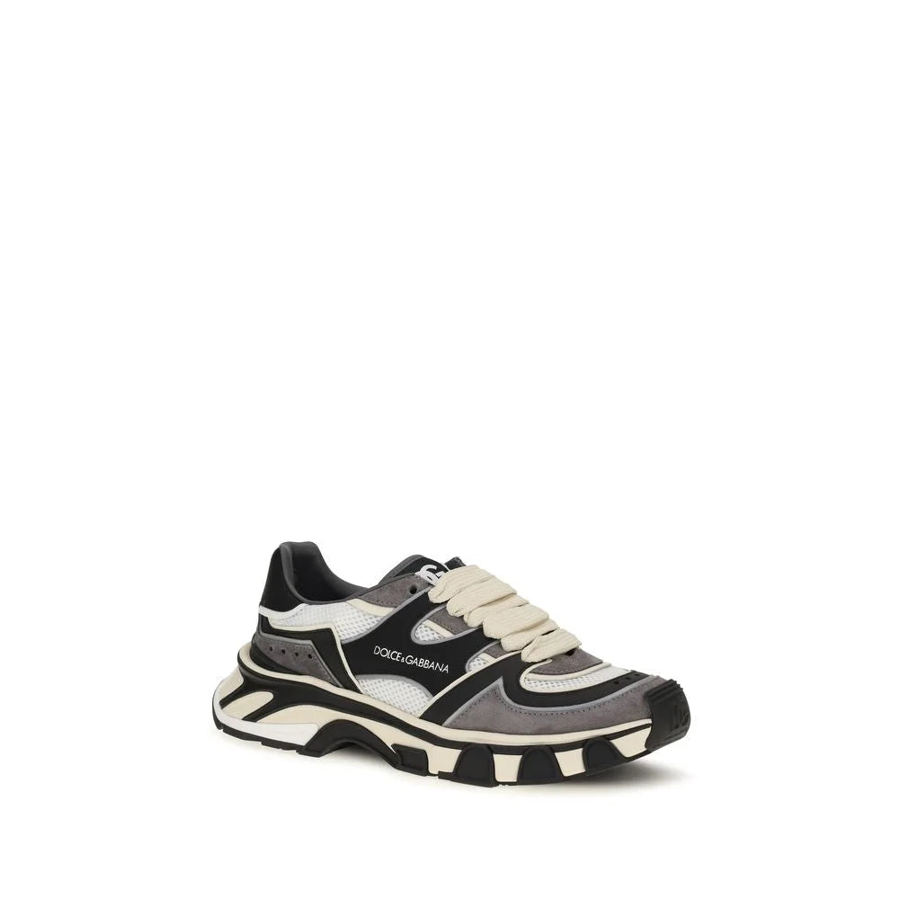 Dolce & Gabbana Gray Calf Leather Bos Taurus Chunky Sneakers