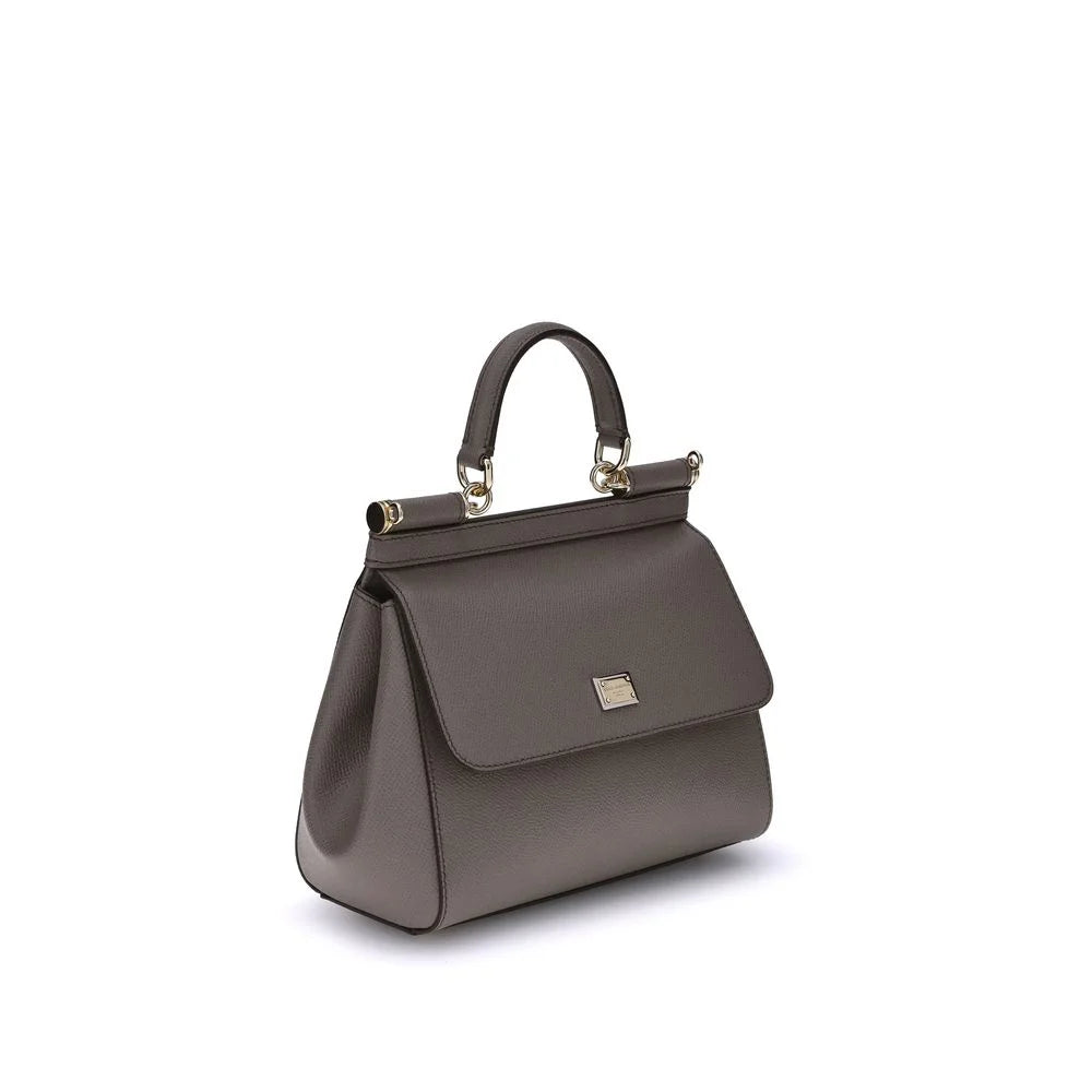 Dolce & Gabbana Gray Calf Leather Bos Taurus Shoulder Bag