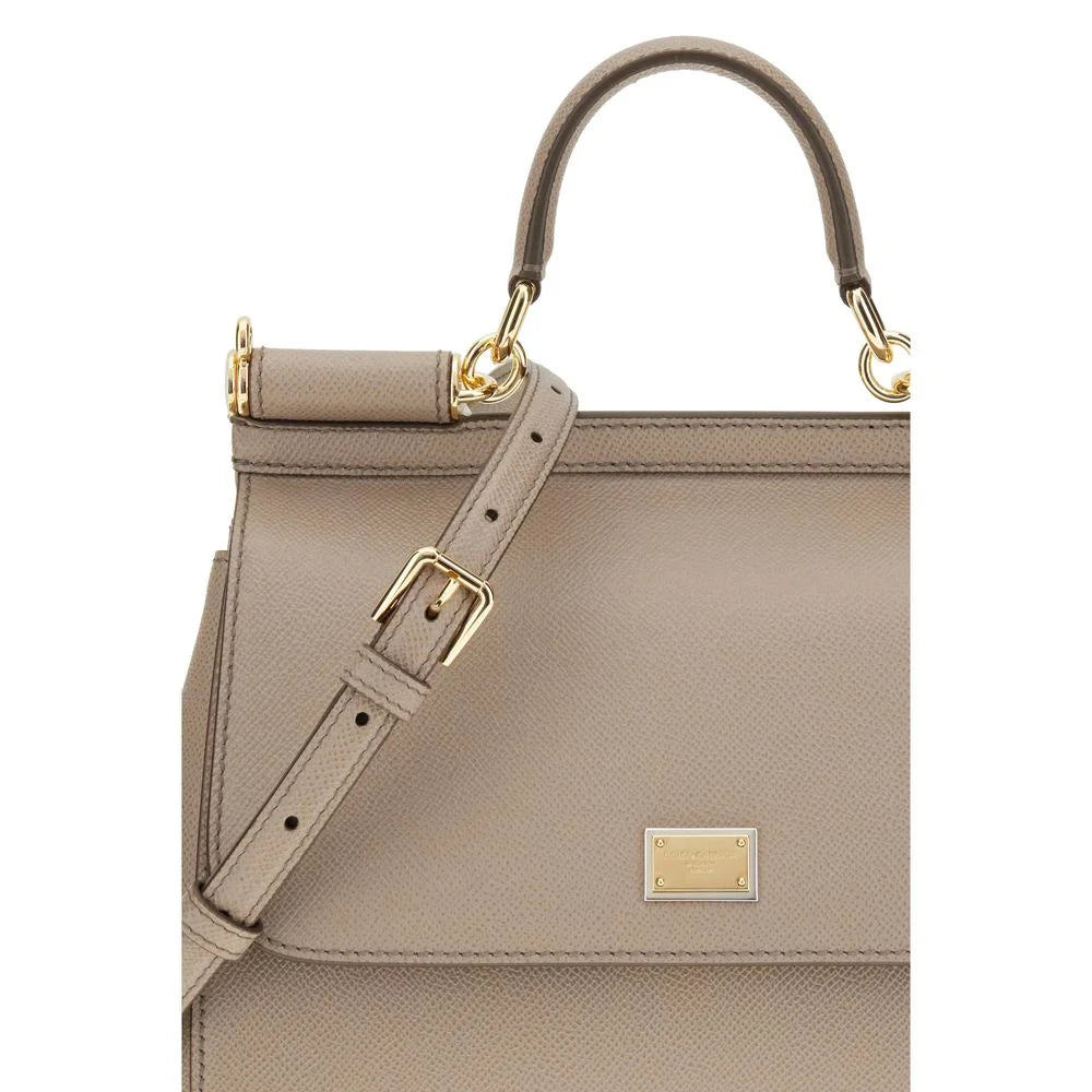 Dolce & Gabbana Gray Calf Leather Bos Taurus Shoulder Bag