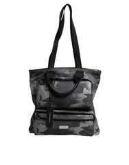 Dolce & Gabbana Gray Camo Cotton Multiple Compartments Tote Bag