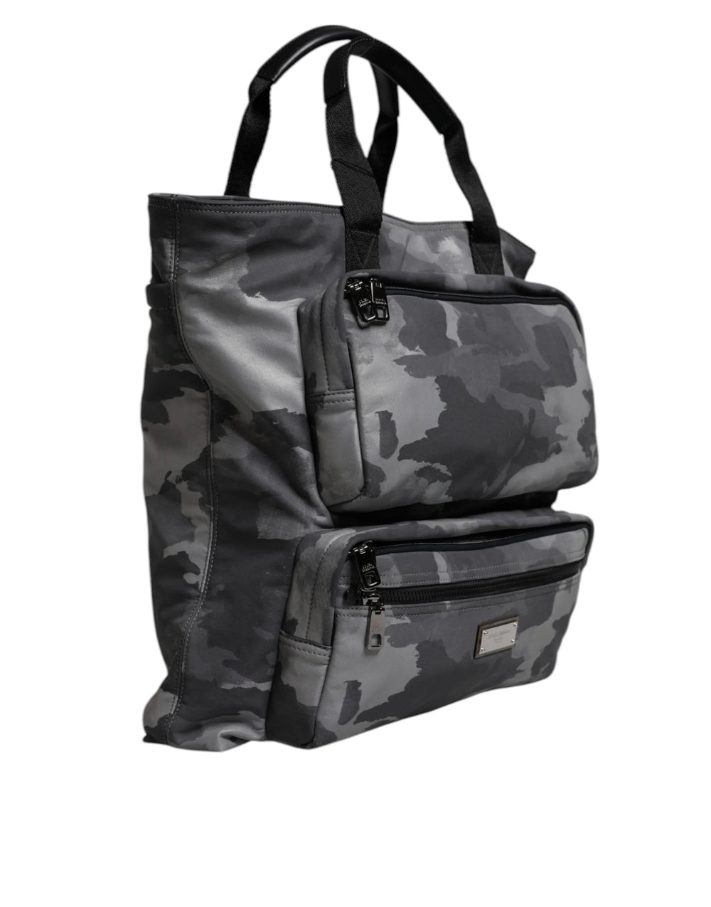 Dolce & Gabbana Gray Camo Cotton Multiple Compartments Tote Bag - Tote Bags