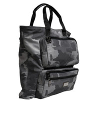Dolce & Gabbana Gray Camo Cotton Multiple Compartments Tote Bag - Tote Bags