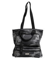 Dolce & Gabbana Gray Camo Cotton Multiple Compartments Tote Bag - Tote Bags