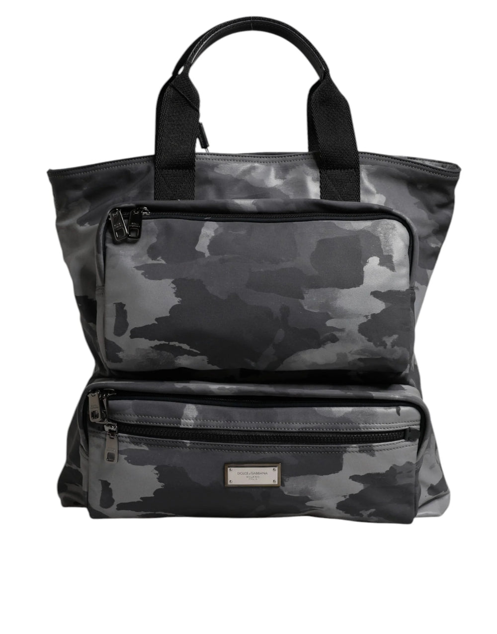 Dolce & Gabbana Gray Camo Cotton Multiple Compartments Tote Bag - Tote Bags