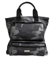 Dolce & Gabbana Gray Camo Cotton Multiple Compartments Tote Bag - Tote Bags