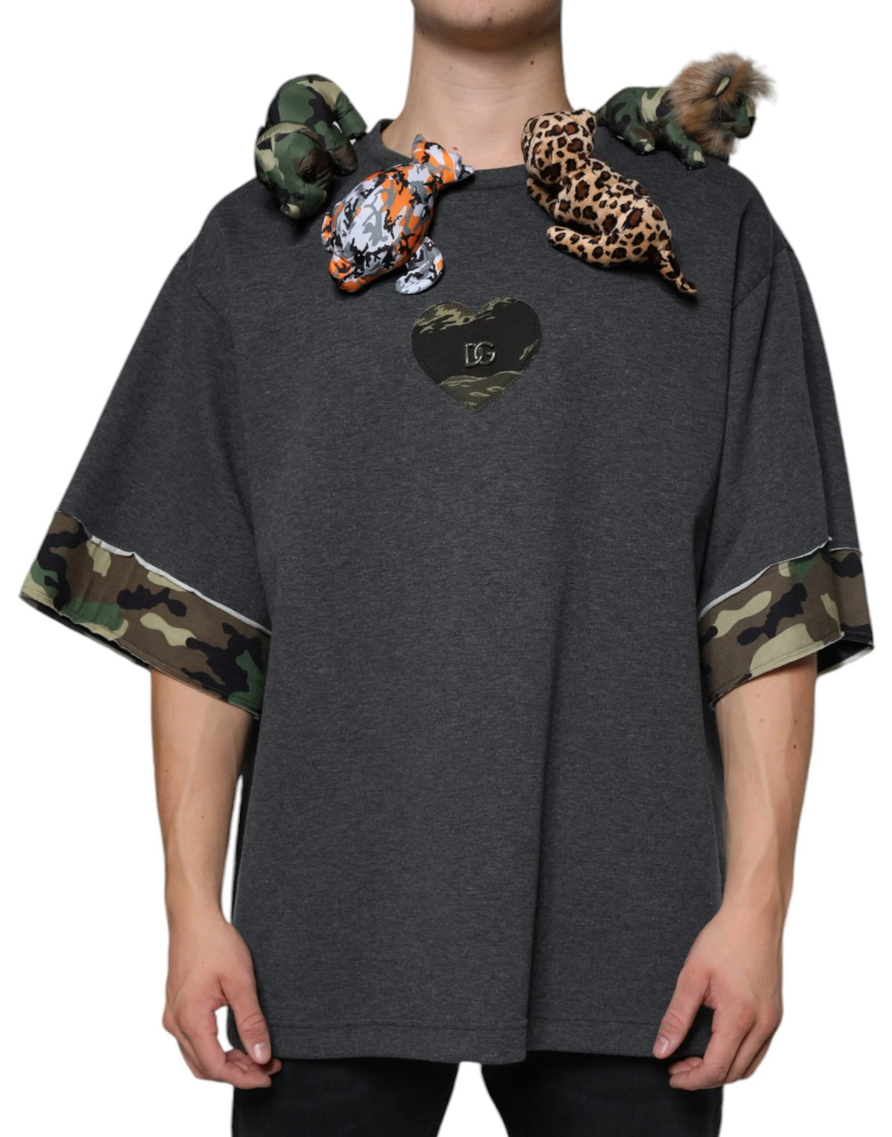 Dolce & Gabbana Gray Camouflage Animal Stuff Cotton T-shirt - IT52 | XL - T-Shirts