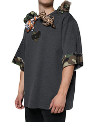 Dolce & Gabbana Gray Camouflage Animal Stuff Cotton T-shirt - IT52 | XL - T-Shirts