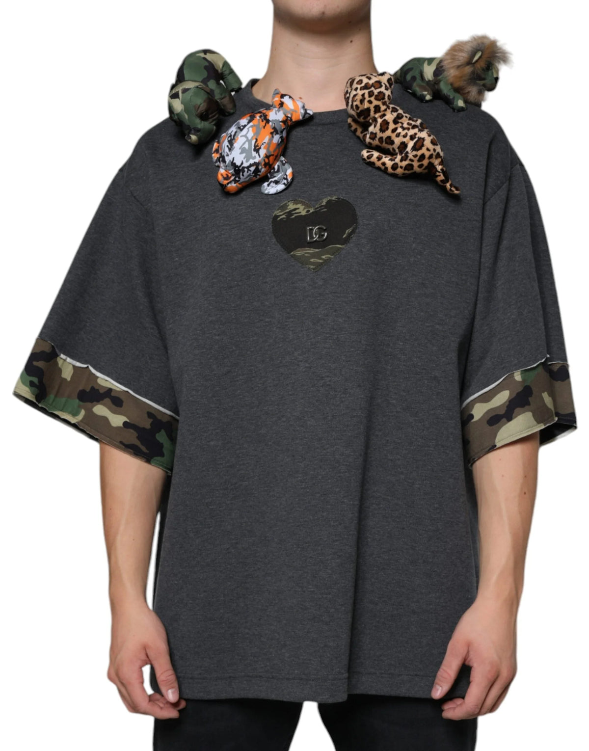 Dolce & Gabbana Gray Camouflage Animal Stuff Cotton T-shirt - IT52 | XL - T-Shirts