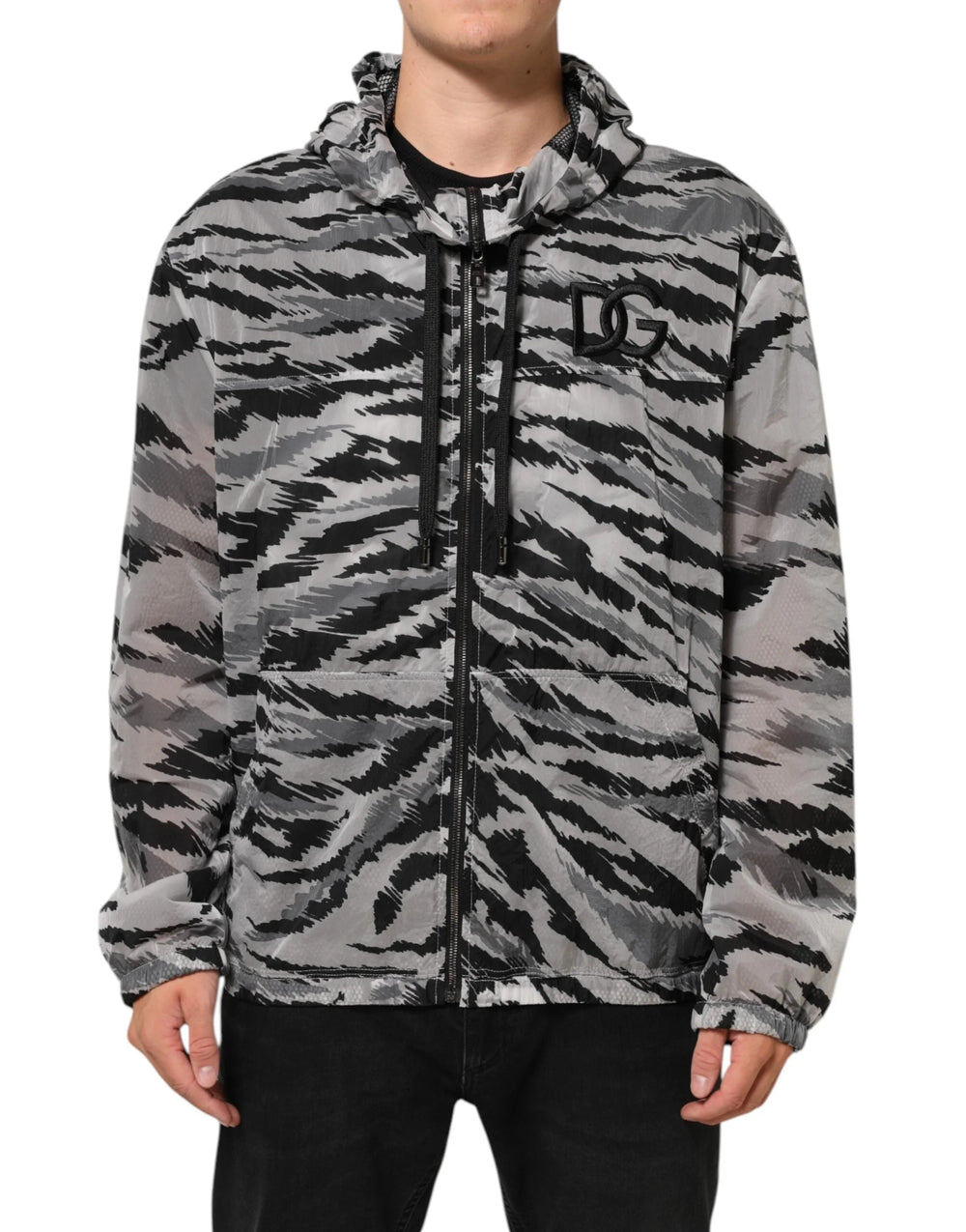 Dolce & Gabbana Gray Camouflage Hooded Sweatshirt Jacket - Hoodies