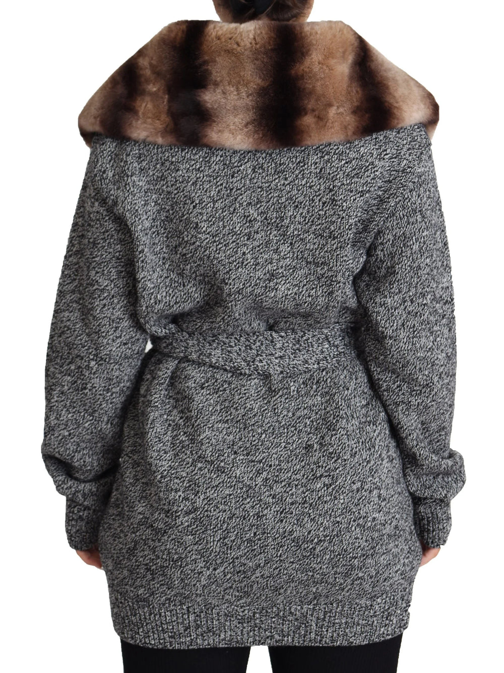Dolce & Gabbana Gray Cardigan Fur Coat Cashmere Jacket - IT38 | XS - Wrap Coats
