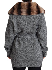 Dolce & Gabbana Gray Cardigan Fur Coat Cashmere Jacket - IT38 | XS - Wrap Coats