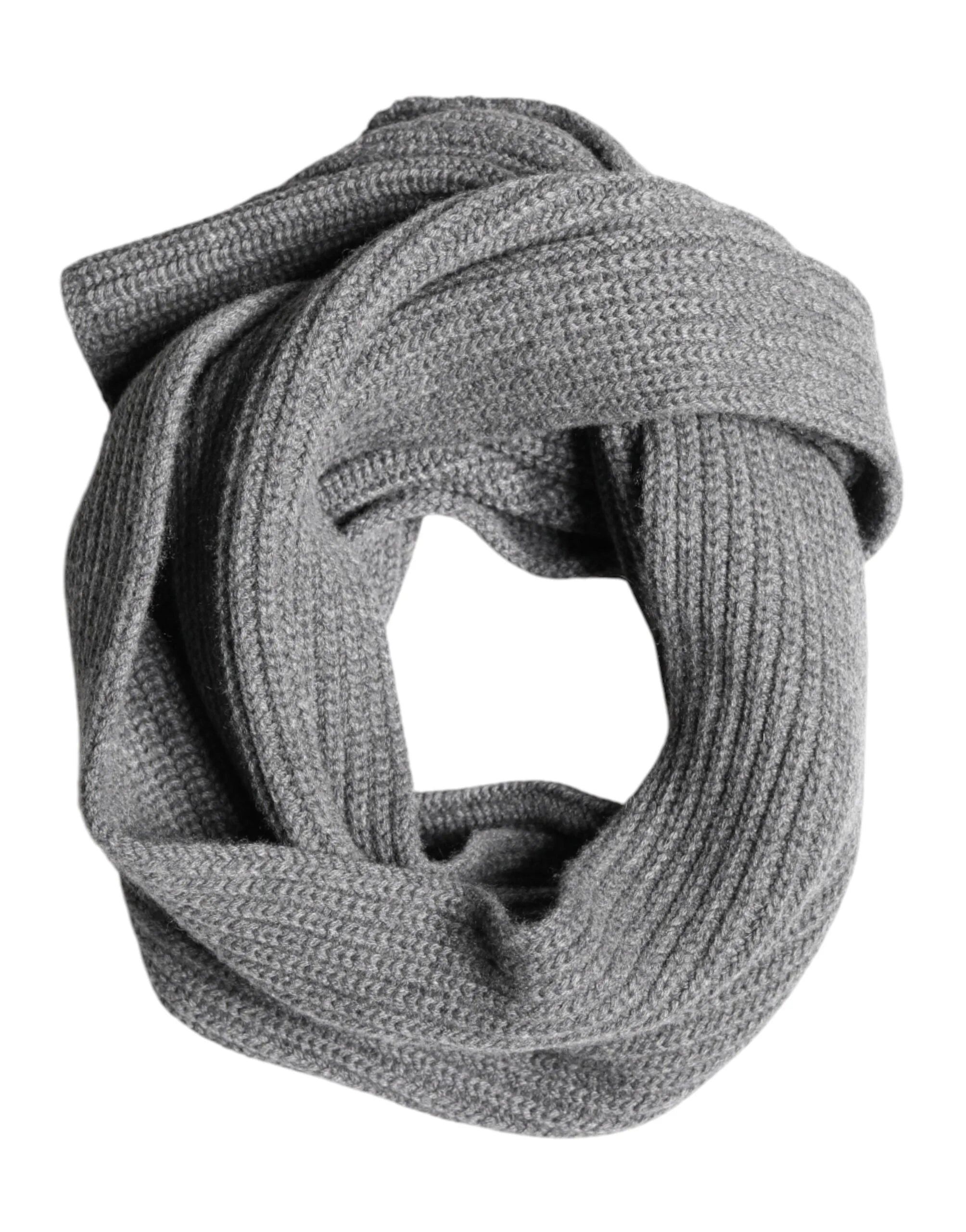 Dolce & Gabbana Gray Cashmere Knit Neck Wrap Shawl Scarf