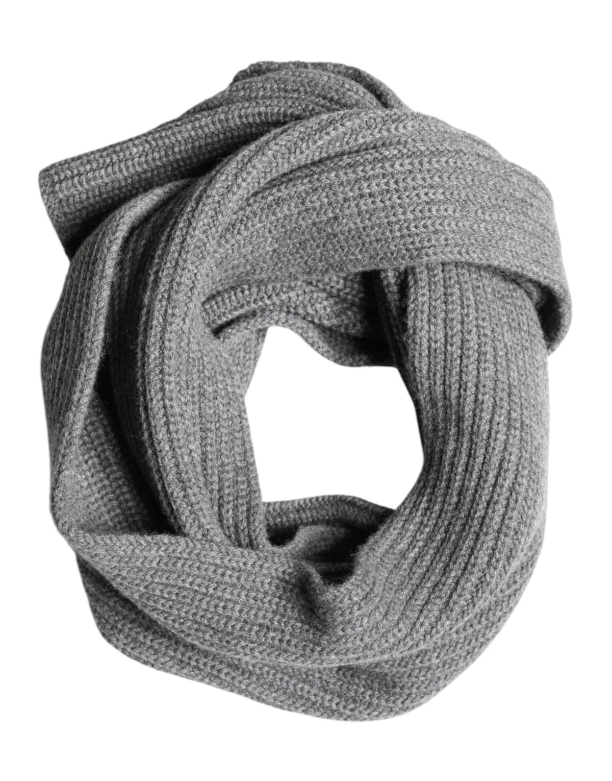 Dolce & Gabbana Gray Cashmere Knit Neck Wrap Shawl Scarf
