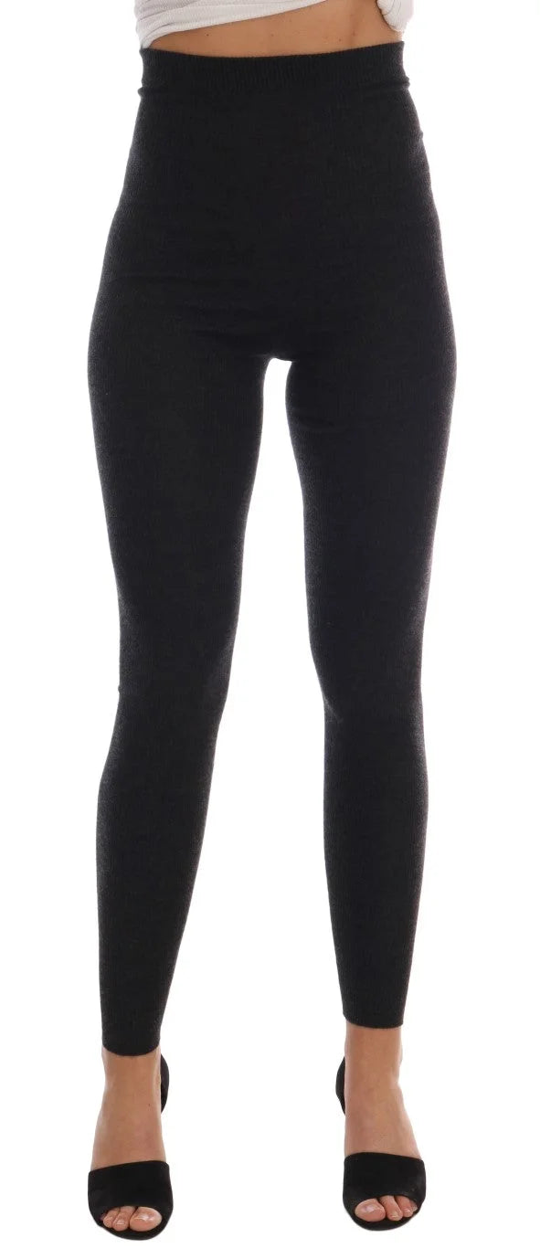 Dolce & Gabbana Gray Cashmere Ribbed Stretch Tights - IT42|M - Leggings