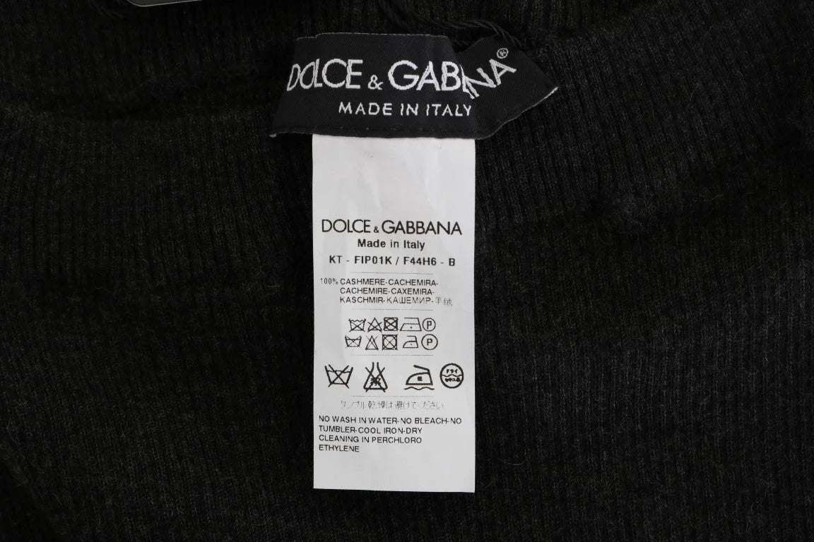 Dolce & Gabbana Gray Cashmere Ribbed Stretch Tights - IT42|M - Leggings