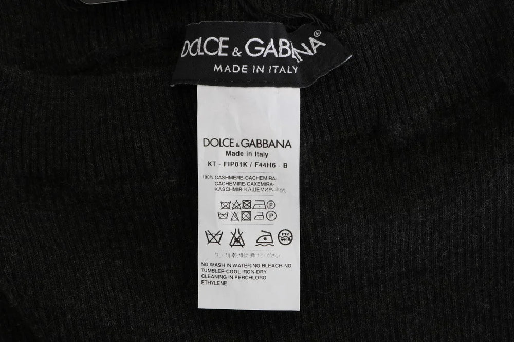 Dolce & Gabbana Gray Cashmere Ribbed Stretch Tights - IT42|M - Leggings